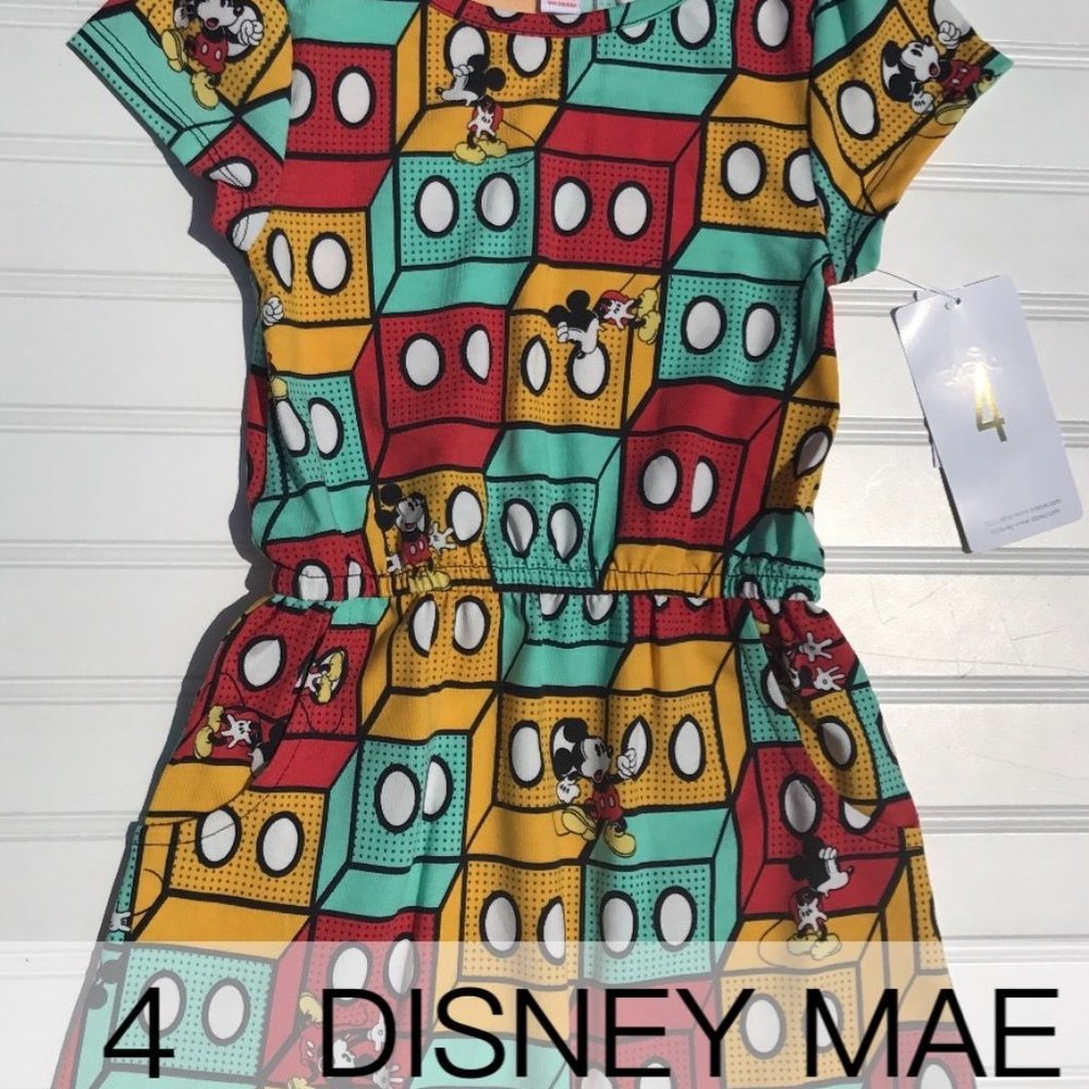 LuLaRoe DISNEY kids Mae dress pockets Mickey Mouse size 4 brand new NWT lego